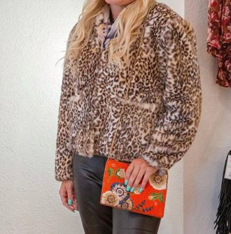 Johnny Was Womens Faux Fur Priscilla Jacket In Cheetah