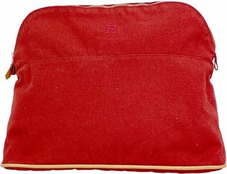 Herm&egrave;s Red Color Canvas Pouch (Pre-Owned)