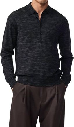 Nn.07 Raymond Long Sleeve Polo Sweater In Black