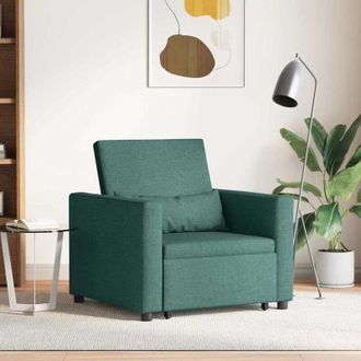 vidaXL Divano Letto Singolo Verde scuro 90 x 165 x 87 cm Tessuto - Vidaxl