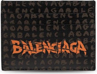 Balenciaga Kaarthouder met logo - Heren - Portefeuilles - Bruin - ONE Size - Katoen - Accessoires