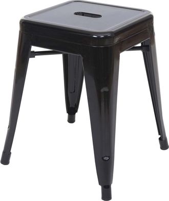 Hhg Nunca Usado] Taburete Hhg 895, Taburete De Metal Asiento Taburete, Metal Dise&ntilde;o Industrial Apilable, Negro