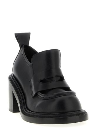 Moschino Womens Black Leather Platform Loafers