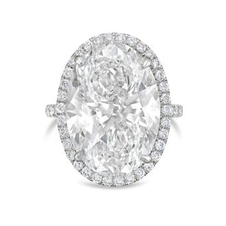Diana M. Jewels Platinum 10ct lab grown Oval Diamond Halo Pav&eacute; Ring