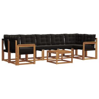 vidaXL Vidaxl Set Di Divani Da Esterno 8 Pz Naturale E Nero