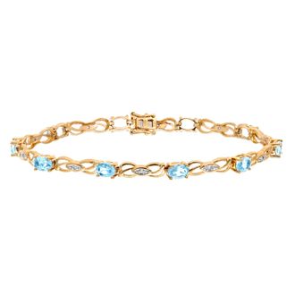 Diamant L'&eacute;ternel Womens 9ct Yellow Gold Ladies Diamond and Blue Topaz Bracelet - One Size