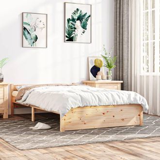 Berkfield Home Bed Frame Solid Wood 120x200 cm in Brown | Size: Small Double
