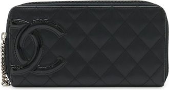 Chanel Black Pink Leather Long Wallet (Bi-Fold) (Pre-Owned)