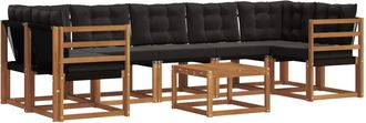 vidaXL Conjunto De Sof&aacute;s De Exterior 8 Uds. Natural Y Negro Vidaxl