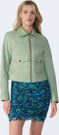 FURNIQ Flora Leather Jacket in Light Green at Nordstrom, Size Xx-Large