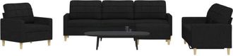 vidaXL Vidaxl - Juego De Sof&aacute;s Con Reposapi&eacute;s 4 Piezas Tela Negro
