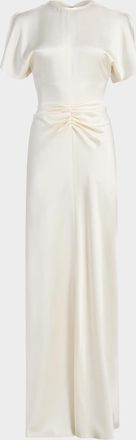 Victoria Beckham Gathered Waist Satin Maxi Dress