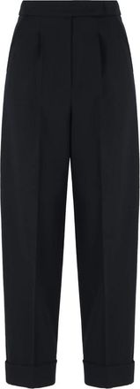 Max Mara High-waisted wollen broek - Dames - Broeken - Blauw - XS - Wol - Broeken