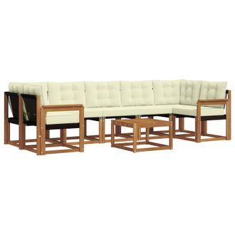 vidaXL Conjunto De Sof&aacute;s De Exterior Con Coj&iacute;n 8 Pcs Natural Y Crema Vidaxl