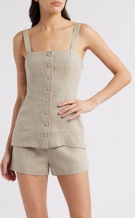 Faithfull The Brand Corbi&egrave;re Longline Linen Button-Up Vest in Oatmeal at Nordstrom Rack, Size Xx-Large