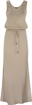 Brunello Cucinelli Brunello Cucinelli Womens Fluid Satin Cady Twill Dress - Tan - Size Medium