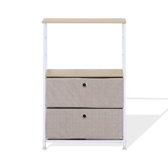 Mobili Rebecca Mobili Rebecca - Rebecca Mobili Gabinete Con Cajones De Madera, Metal Y Tela, Blanco Y Beige, Con 1 Estante