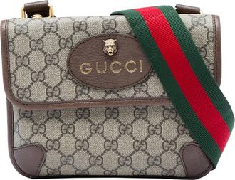 Gucci Pre-owned Gucci Small GG Supreme Web Neo Vintage Double Flap Messenger Bag Unisex J50AZ1MY1WM4RMCA
