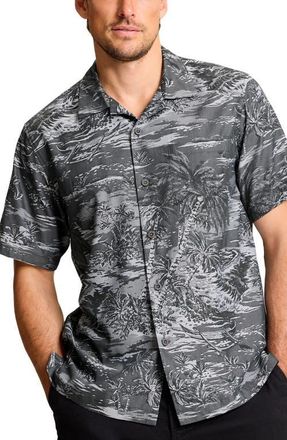 Tommy Bahama Coastal Ease IslandZone Palms Print Camp Shirt in Black at Nordstrom, Size 2Xlt