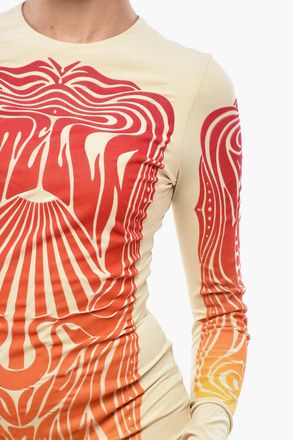 Stella McCartney Stretch Sheath Dress with Long Sleeves and Velour Trims Stella McCartney