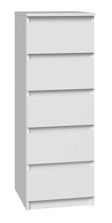 Hucoco Venice - C&oacute;moda Alta De 5 Cajones Para Dormitorio U Despacho - 45x40x111cm - Mueble De Almacenamiento - Acabado Blanco Mate