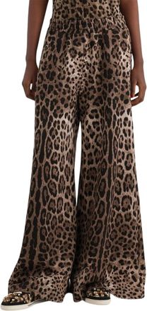 Dolce & Gabbana Brown Animal Print Drawstring Pants