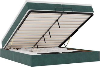 vidaXL Estructura De Cama Otomana Colchones Terciopelo Verde Oscuro Vidaxl