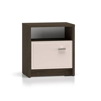 Petits Meubles Mesita de noche 1 puerta paneles mdf cachemira y madera oscura