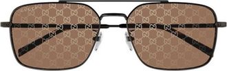 Gucci Brown Logo Navigator Mens Sunglasses GG1957SA 005 58