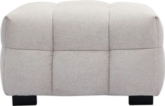Miliboo Pouf poggiapiedi design in tessuto effetto velluto testurizzato beige corto