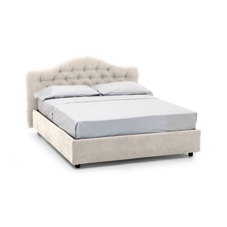 Dmora Cama Matrimonial Alfer, Con Colch&oacute;n Incluido, Desenfundable, Hecho En Italia, Con Almacenamiento, Beige