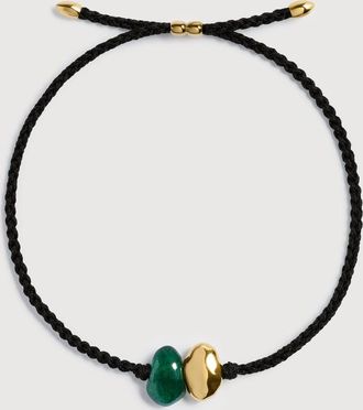 Monica Vinader Gold Antica Gemstone Cord Bracelet Green Aventurine
