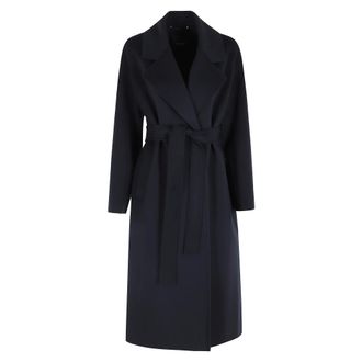 Max Mara Belted Coats, female, Blue, Size: XS Hobby Coat