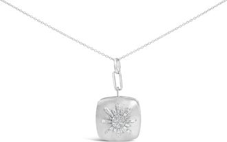 House of Brilliance Sterling Silver 1/2 Cttw Diamond Sunburst Medallion Pendant Necklace 18 Inch Cable Chain