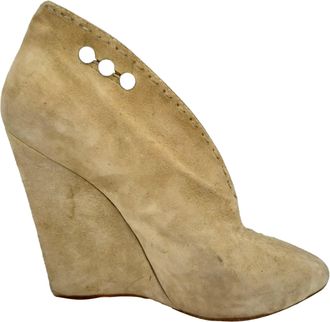 Giuseppe Zanotti Wedge Ankle Boots in Beige Suede