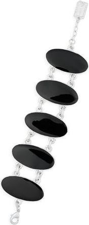 Karine Sultan Oval Black Plate Bracelet in Silver at Nordstrom Rack