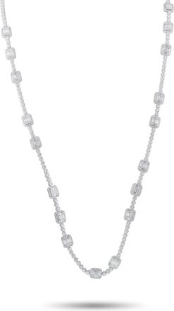Luxury Bazaar 18K White Gold 29.85ct Diamond Station Necklace MF10-080526