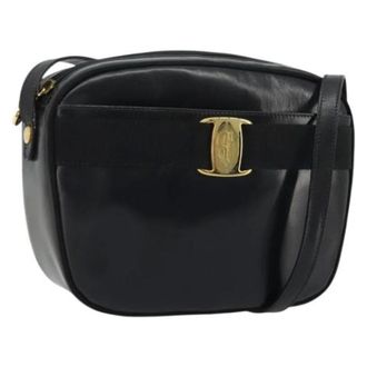 Ferragamo Pre-owned Leren Schoudertas - Dames - Pre-owned - Zwart - Maat: ONE Size Leer
