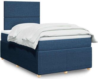 vidaXL Cama Box Spring Con Colch&oacute;n Tela Azul 120x190 Cm Vidaxl