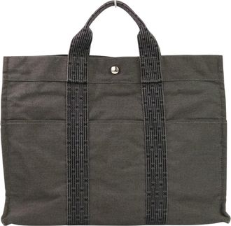 Herm&egrave;s Her Line Gray Polyamide 69% Polyester 31% Tote Bag (Pre-Owned)