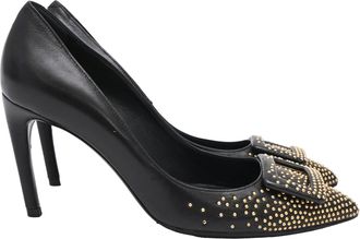 Roger Vivier Trompette Studded Pumps in Black Leather