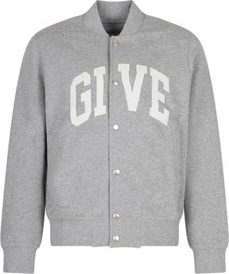 Givenchy Lichtgrijze Bomberjack met Logo - Heren - Bomber jackets - Grijs - M - Katoen - Jassen