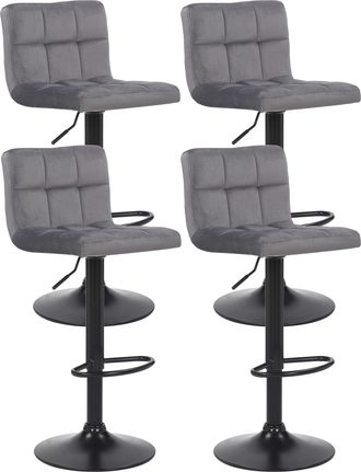 Clp Set De 4 Taburetes De Bar Feni En Terciopelo Gris