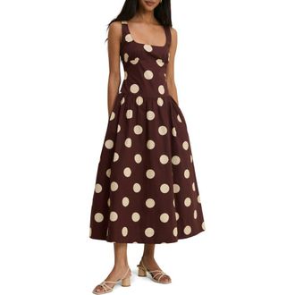 Nobody's Child Soraya Dot Sleeveless Maxi Dress in Brown at Nordstrom, Size 14