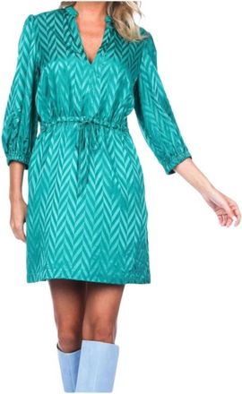 Twinset Korte jurk met verstelbare taille - Dames - Korte kleedjes - Groen - S - Kleedjes