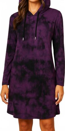 French Kyss Marble Wash Hooded Dress In Grape