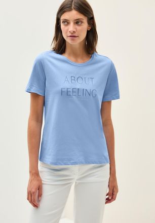Cecil T-Shirt CECIL, Damen, Gr. XS (36), blau (fresh light blau), Jersey, Obermaterial: 100% Baumwolle, bedruckt, Rundhals, Shirts T-Shirt