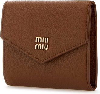 Miu Miu Womens Caramel Leather Wallet Cognac Portafogli
