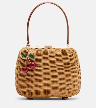 Self Portrait Mini rattan top-handle bag