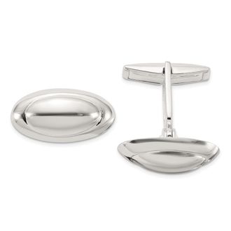 Diamond2Deal Sterling Silver Polished Long Oval Cuff Links